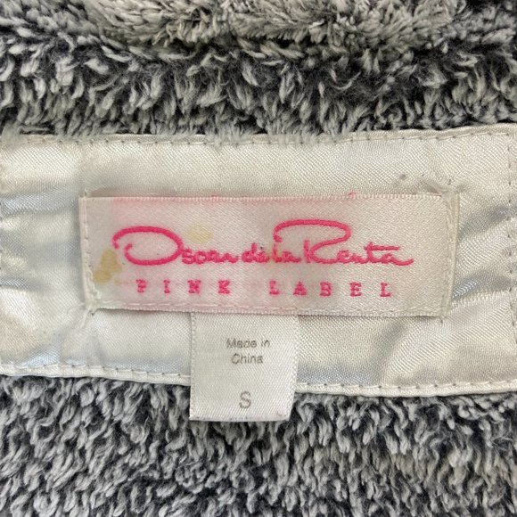 Oscar de la Renta Pink Label Plush Gray Shawl Collar Robe Satin Trim Belt - Picture 14 of 14